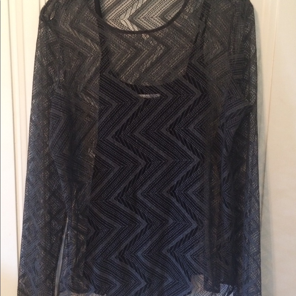 Lace Illusion Top with Black Camisole